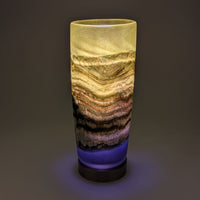 Satin Agate Pillar Lamp in Lime and Amethyst