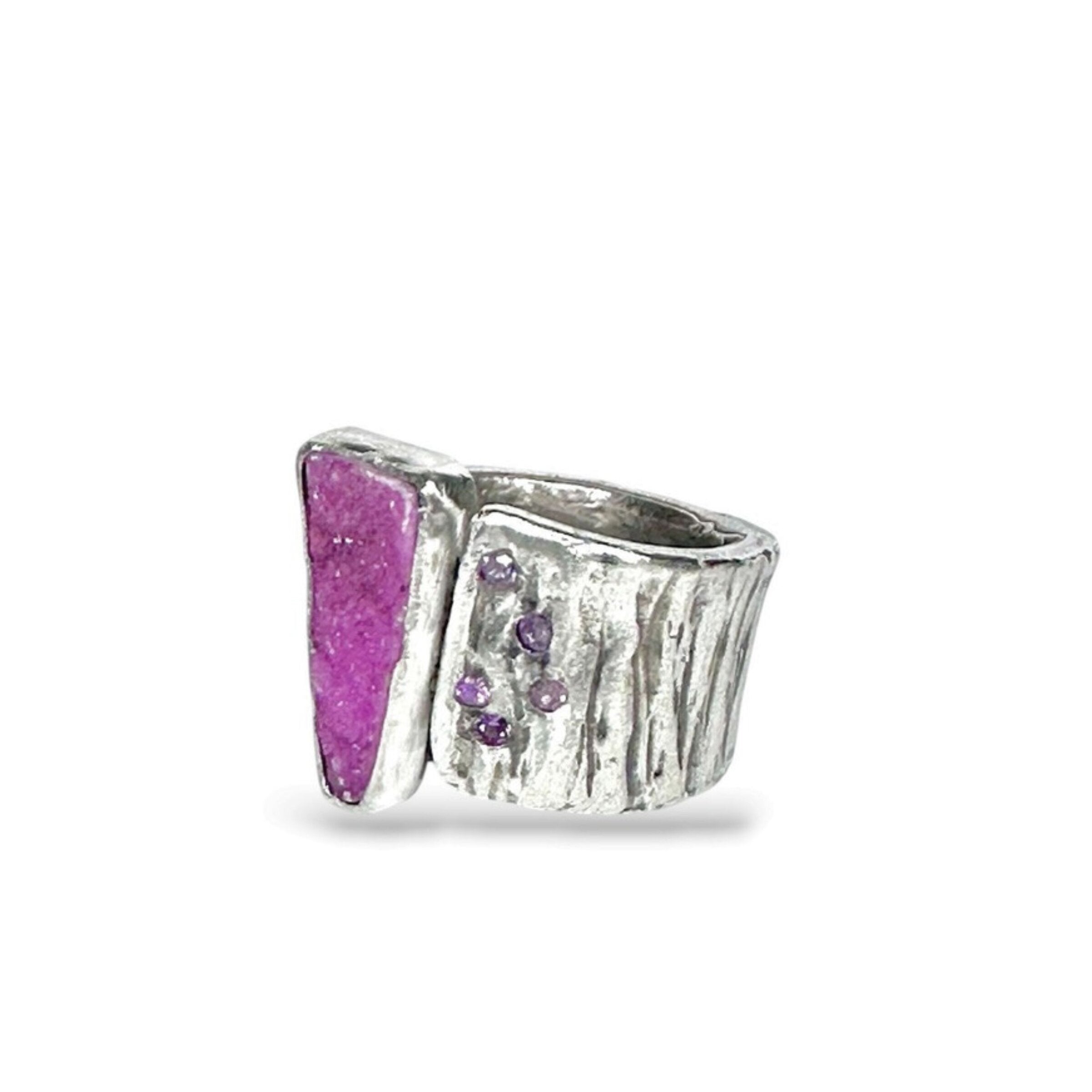 Cobalto Calcite & Pink Sapphire Statement Ring