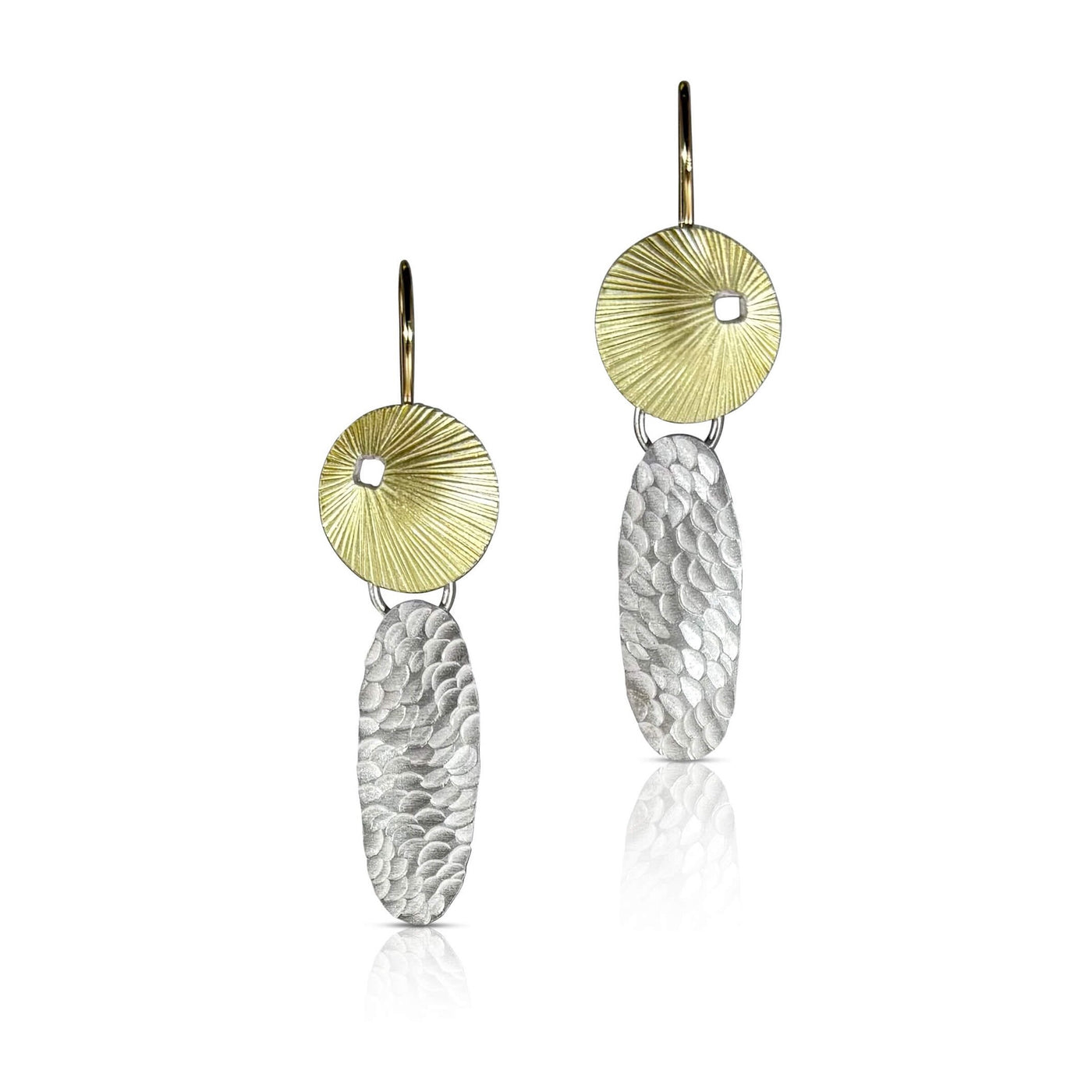 Textured Gold Circles & Ovals Earrings