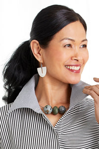 Wide Carved Arch Slot Earrings