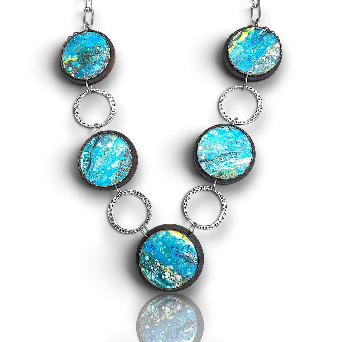 Azure Ocean Abstract Statement Necklace