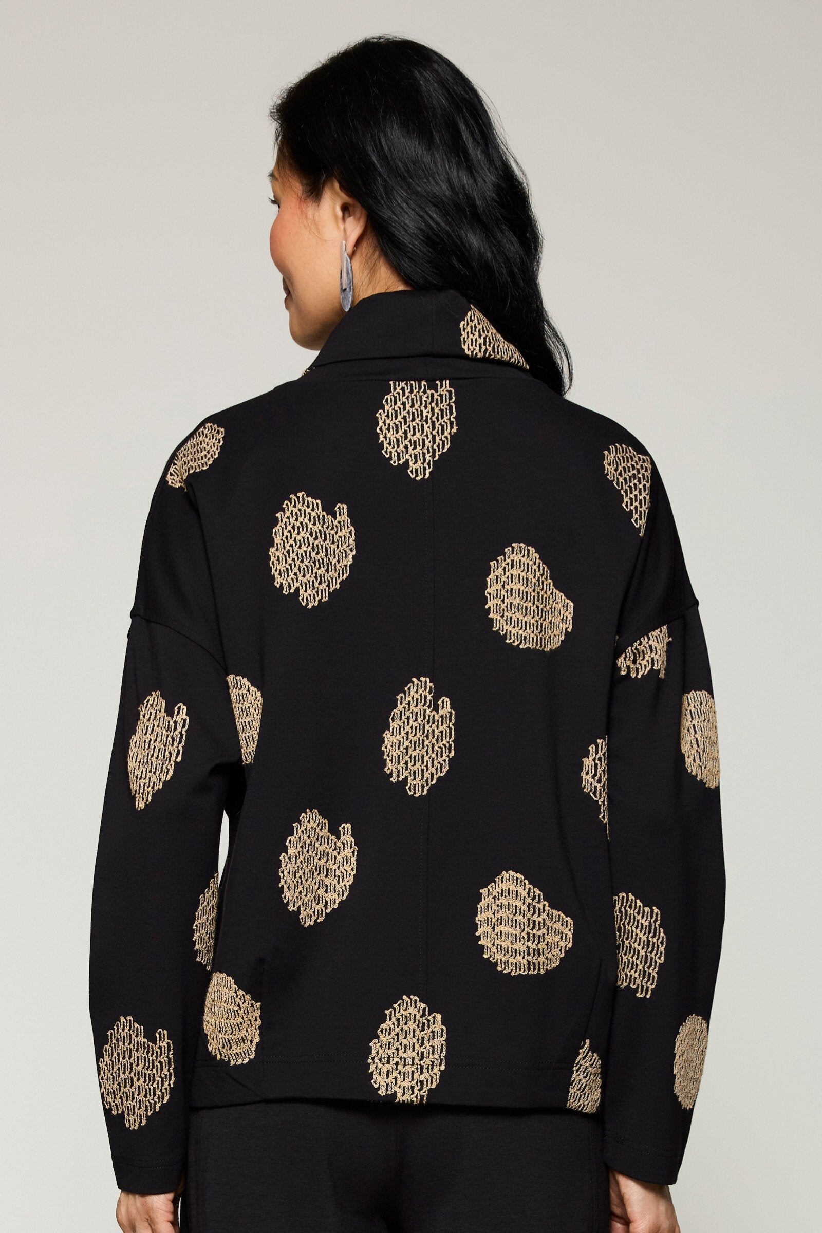 Embroidered Dot Cowl Top
