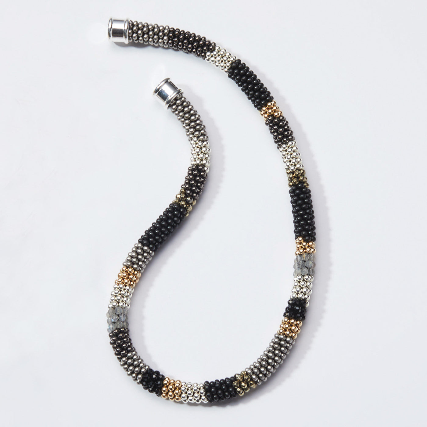 Metallic Bead Crochet Necklace