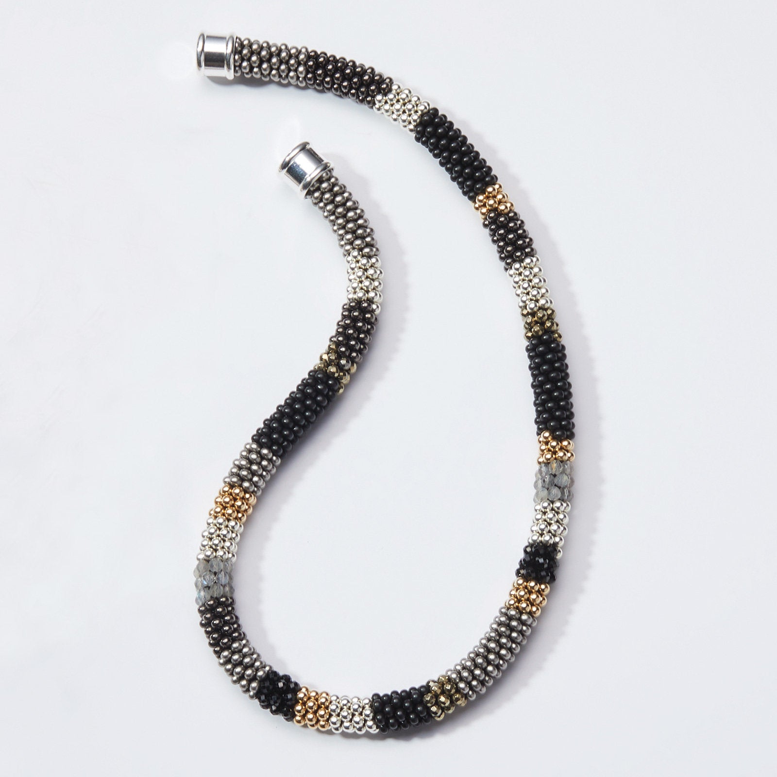 Metallic Bead Crochet Necklace