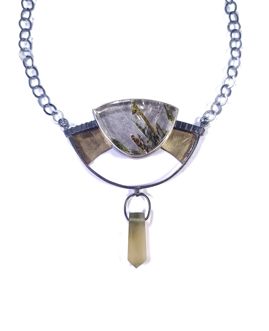 Green Rutile Fan Necklace