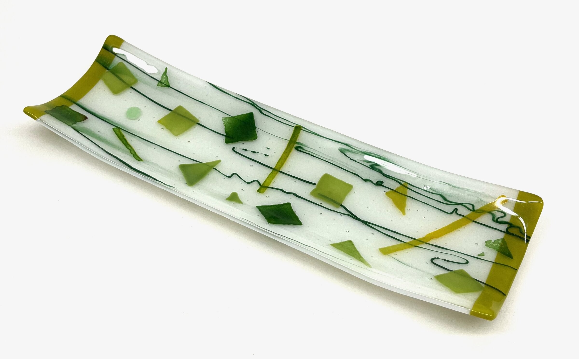 Green Triangles and Squares Tray