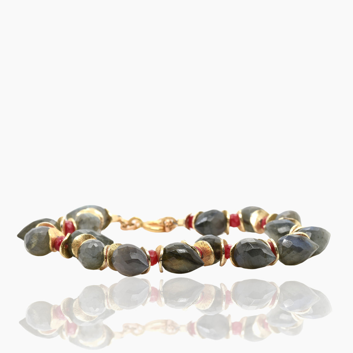 Labradorite & Ruby Red Bud Bracelet