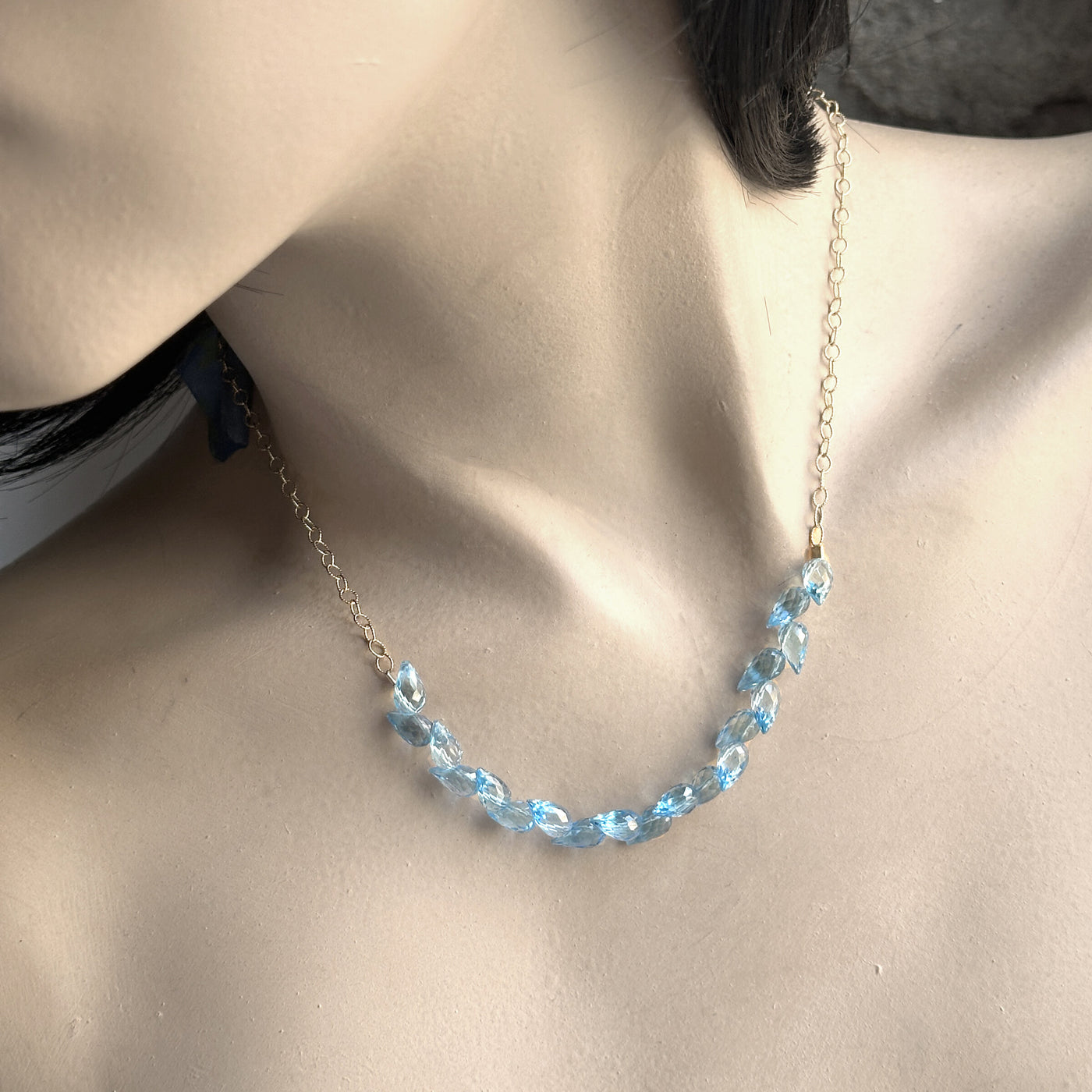 Swiss Blue Topaz Gold Necklace