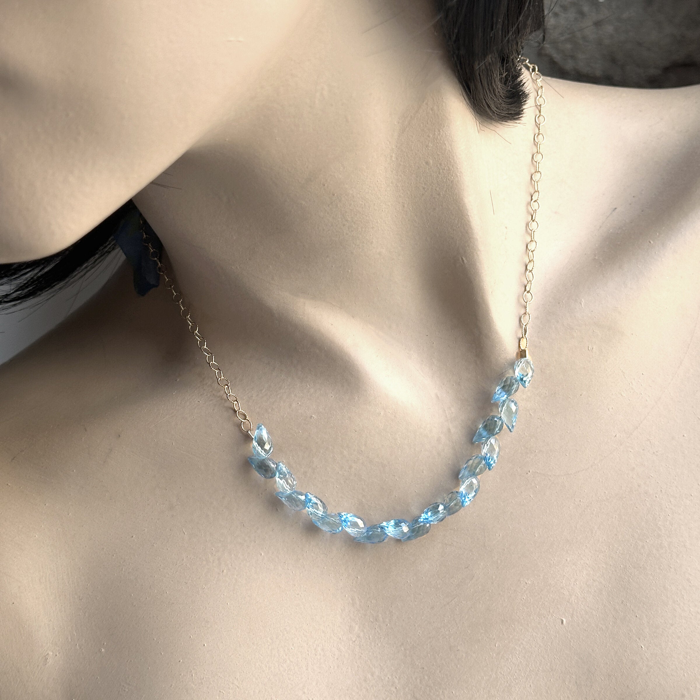 Swiss Blue Topaz Gold Necklace