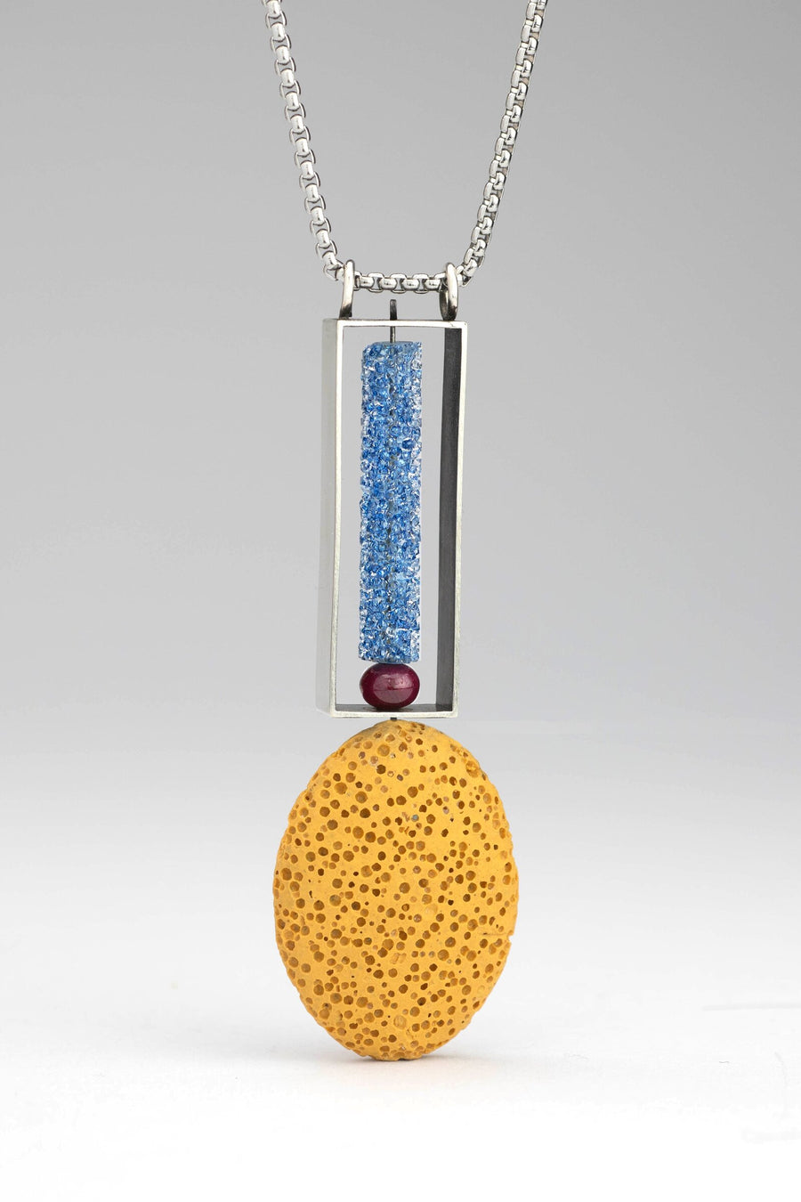 Ochre Lava & Crystal Pendant
