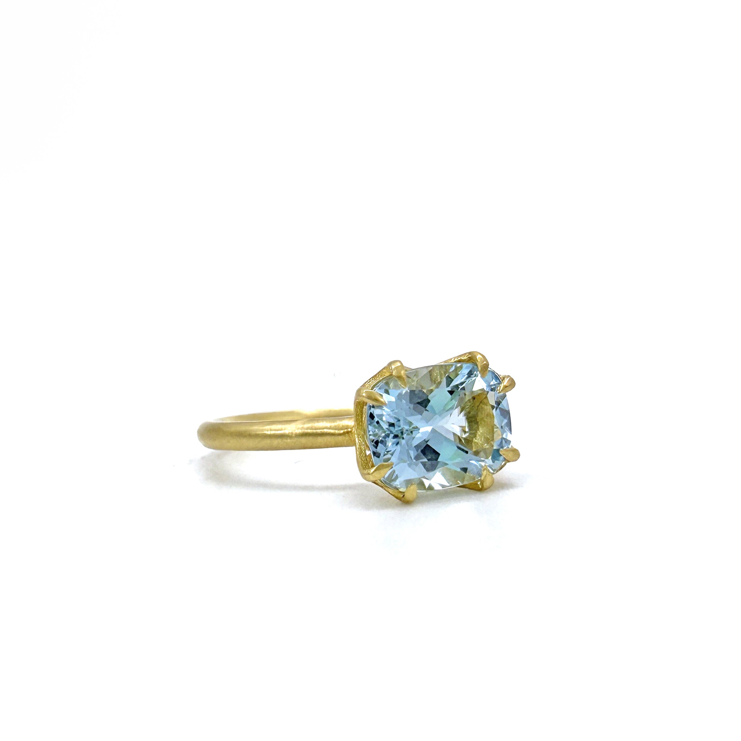 Cushion-Cut Aquamarine Aqueduct Ring II
