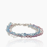 Aquamarine, Garnet & Silver Four-Strand Bracelet