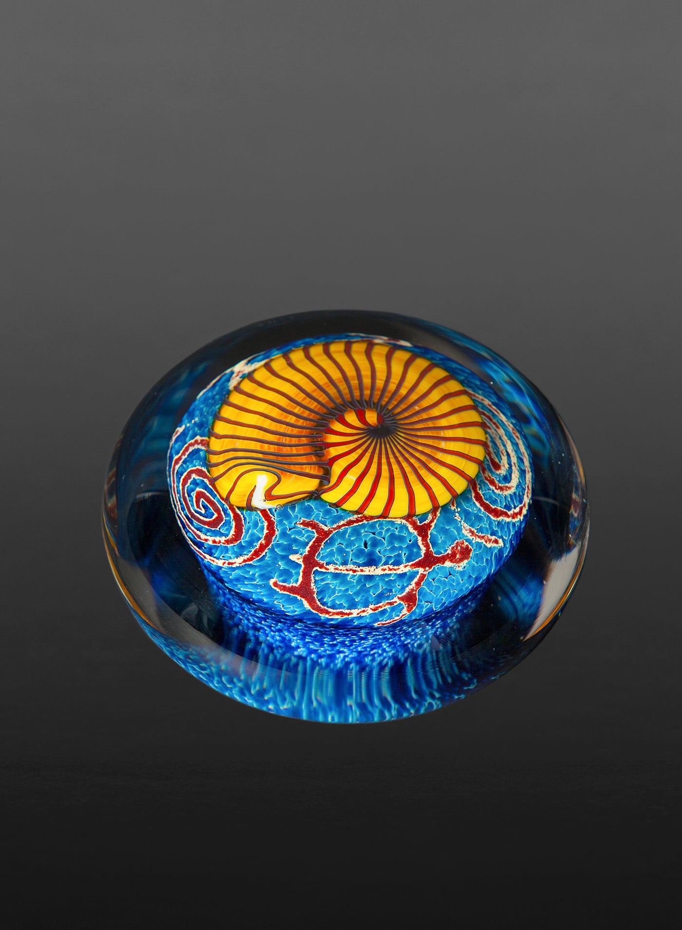 Gold Nautilus on Sapphire Paperweight