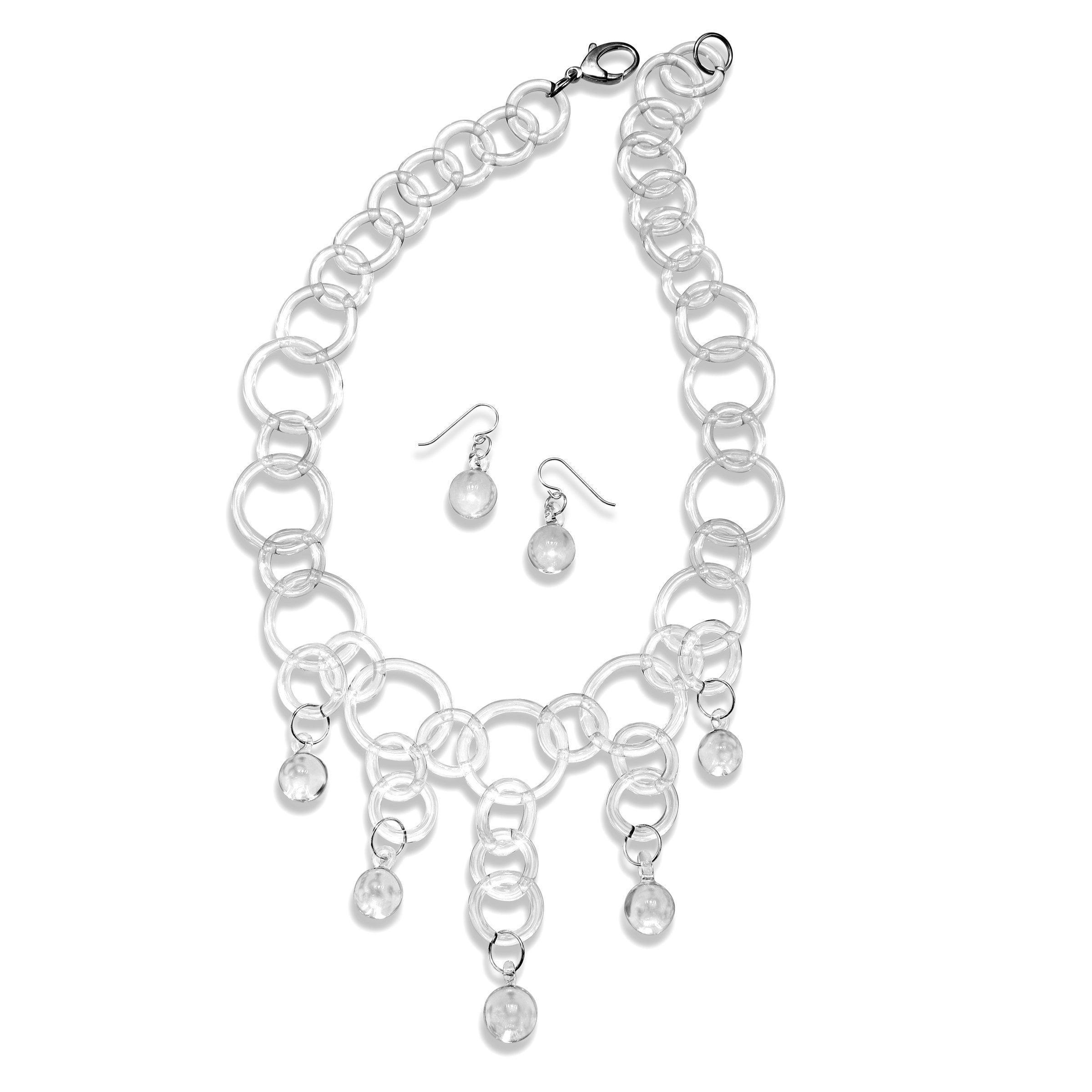 shown with the ball drop earrings