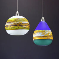 Round Strata Pendant in White Opal with Lime