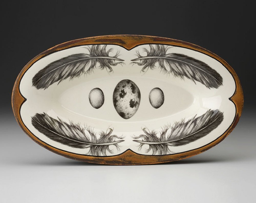 Oblong Serving Dish: Quail Feather