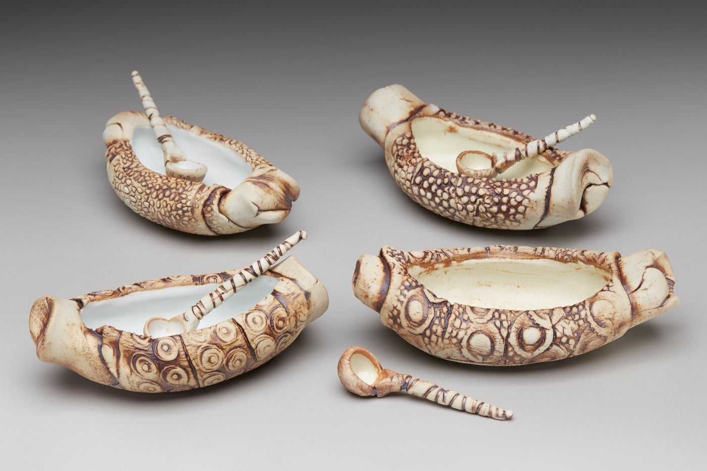 Canoe Salt Cellar with Tiny Spoon