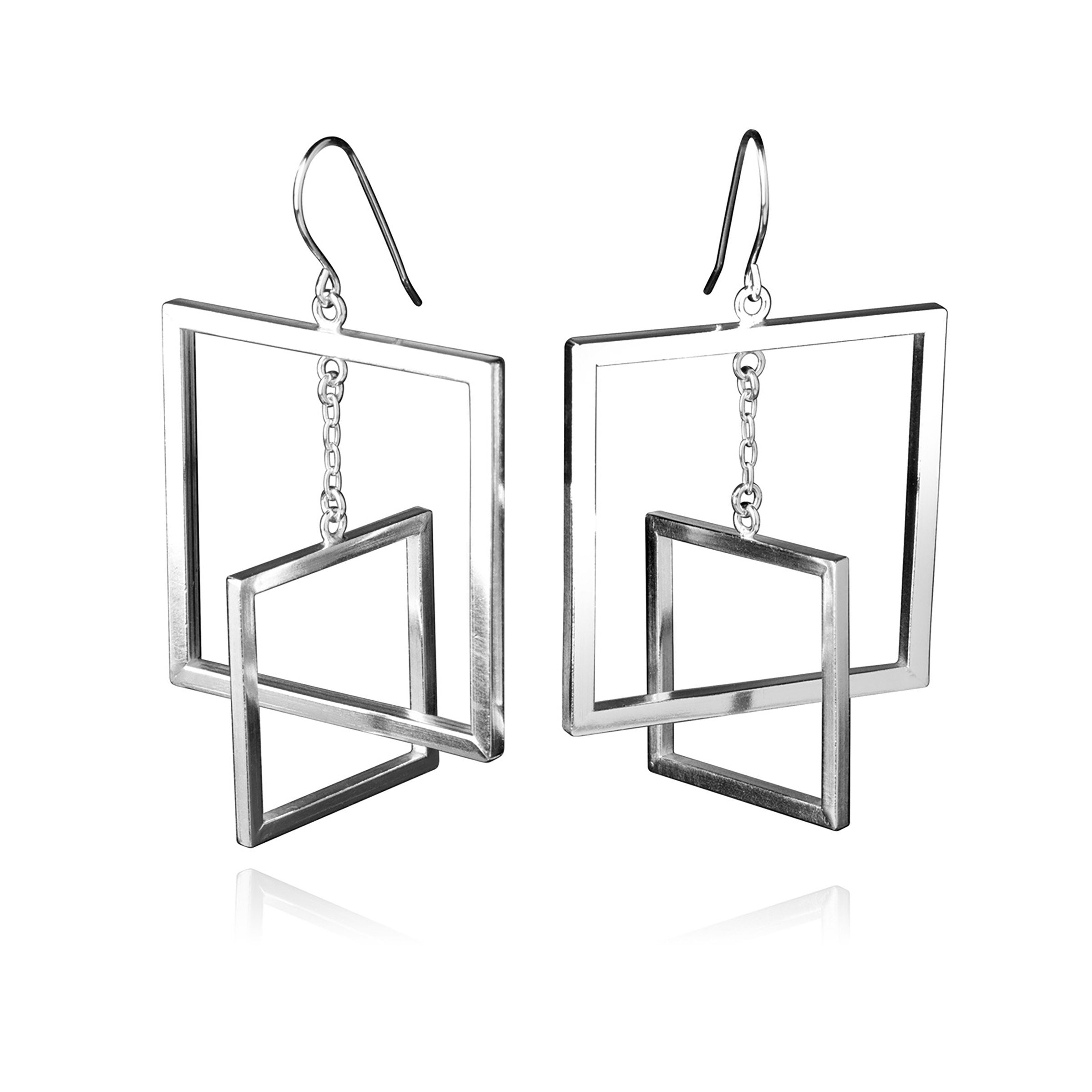 Square Hoop Dangle Earrings