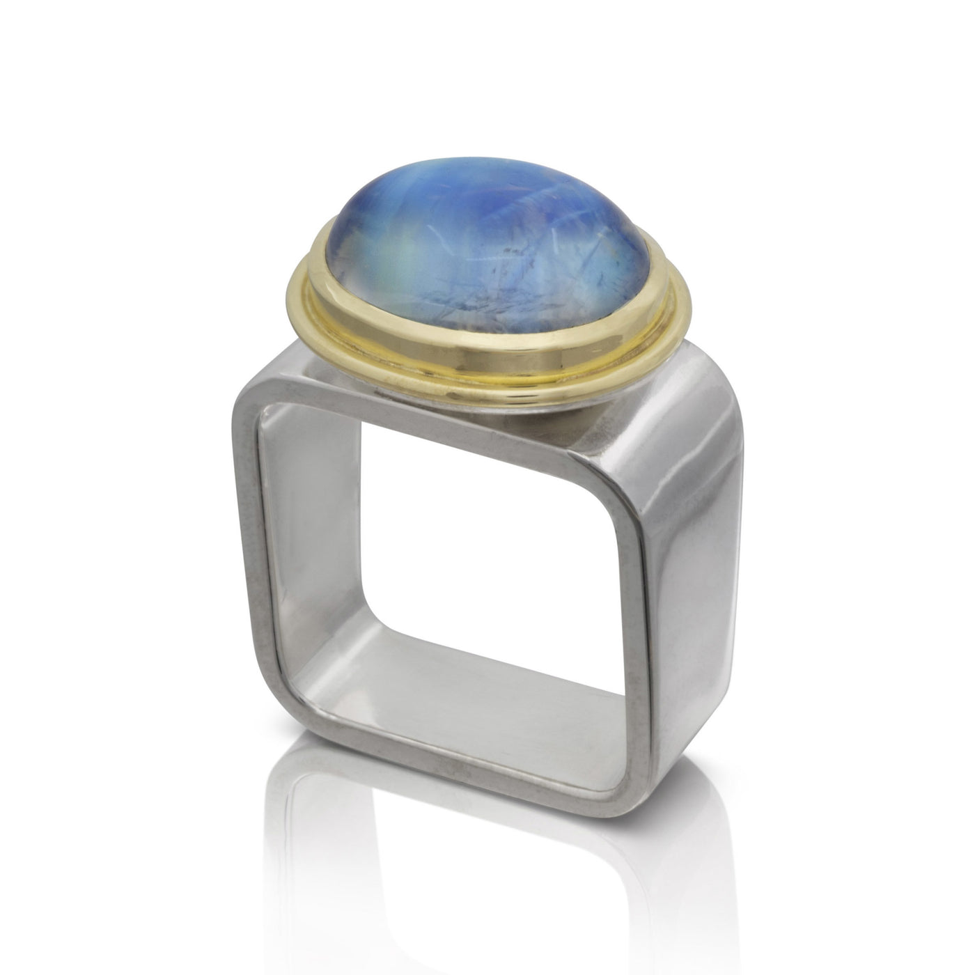 Moonstone Oval Cabochon Square Ring