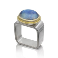 Moonstone Oval Cabochon Square Ring