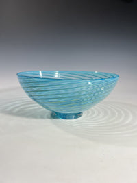 Footed Aqua Spiral Bowl