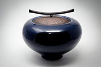 Night Sky Vessel with Leaf and Vine Copper Lid