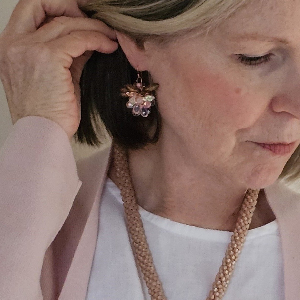 Pink Cluster Earrings