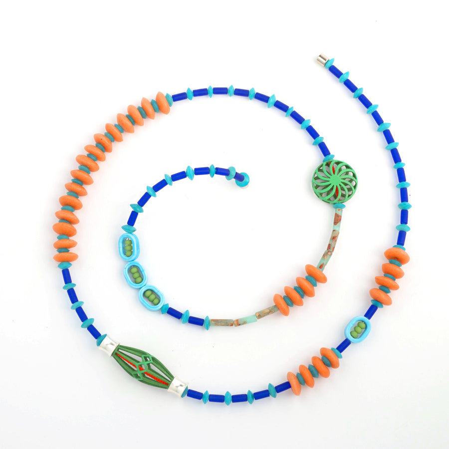Whimsey Necklace with Orange and Green