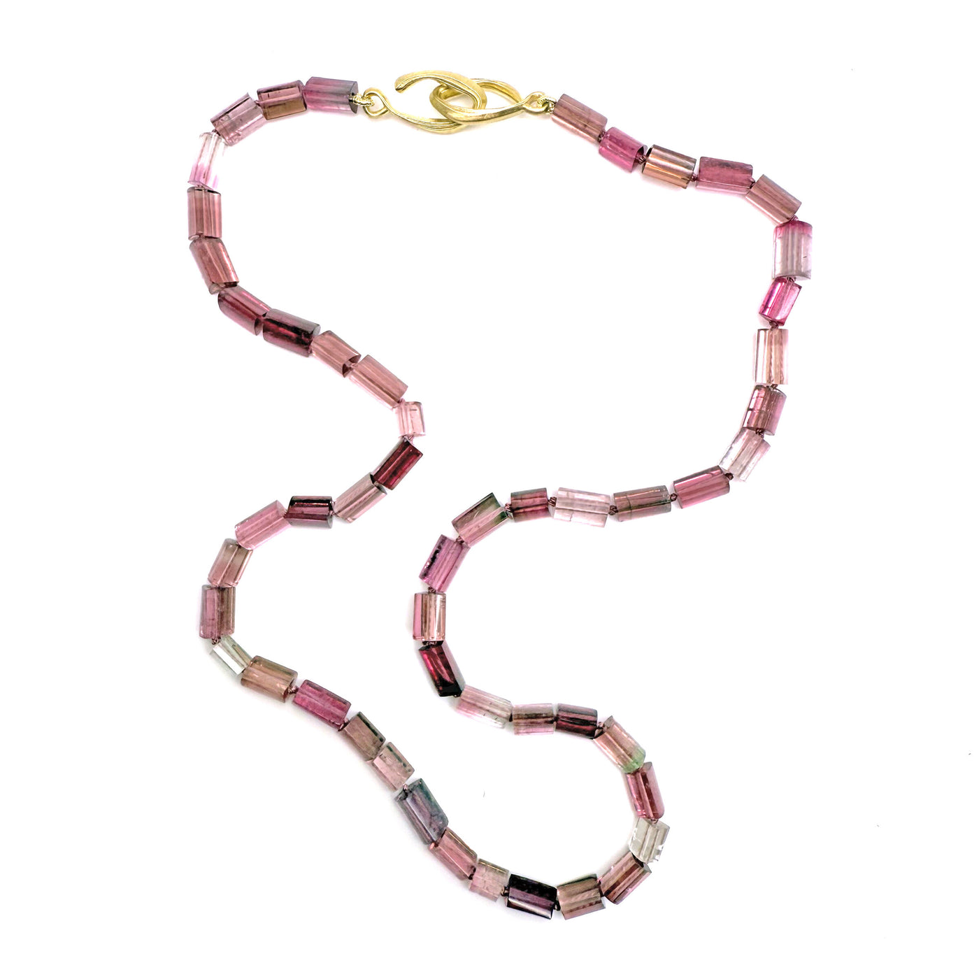 Pink Tourmaline Elongated Gem Candy Necklace