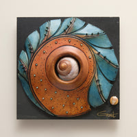 Navy Leaves with Copper Twist and Nautilus