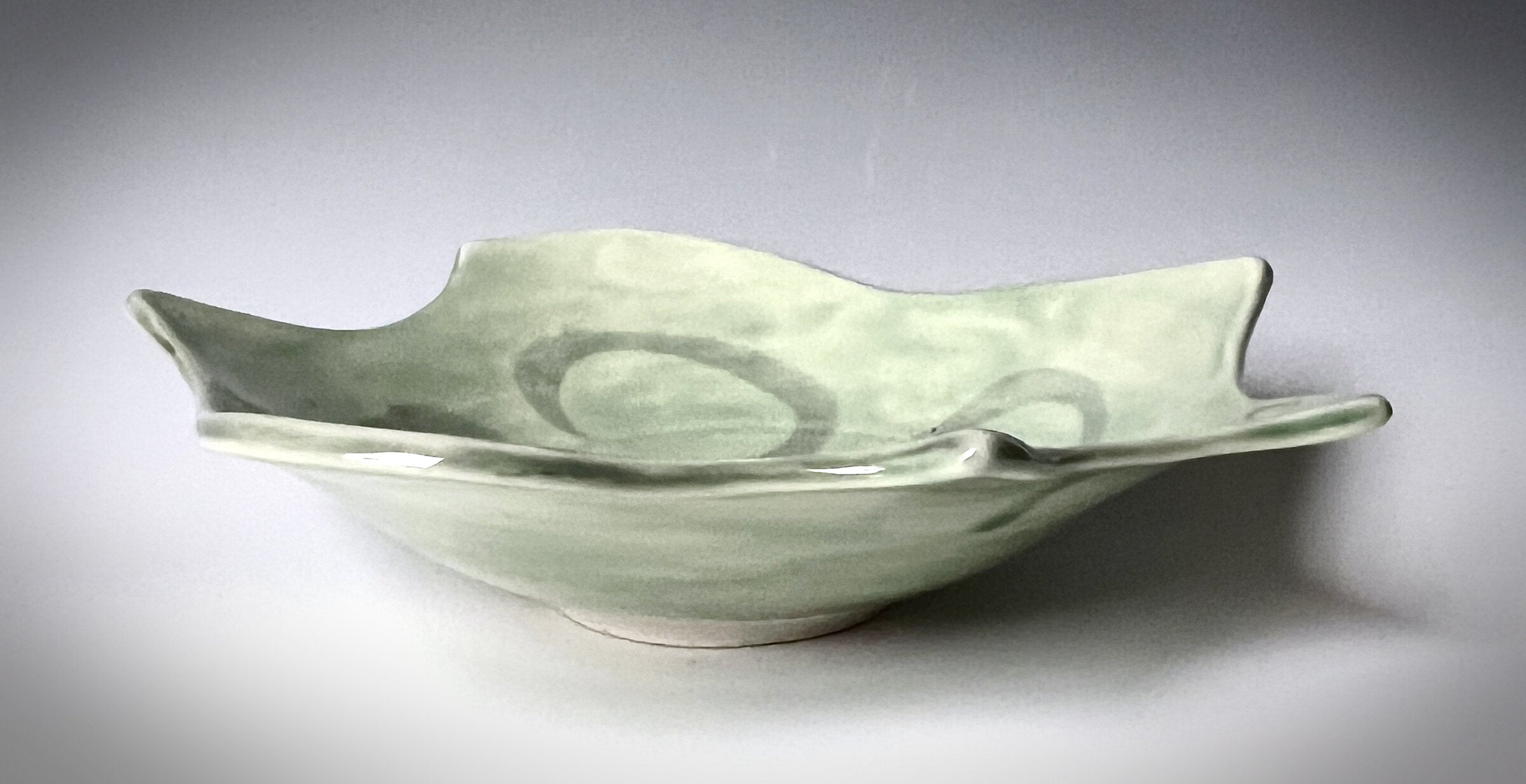 Carved Porcelain Bowl #2 with Celadon Glaze