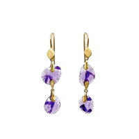 Double Drop Rosecut Amethyst Earrings