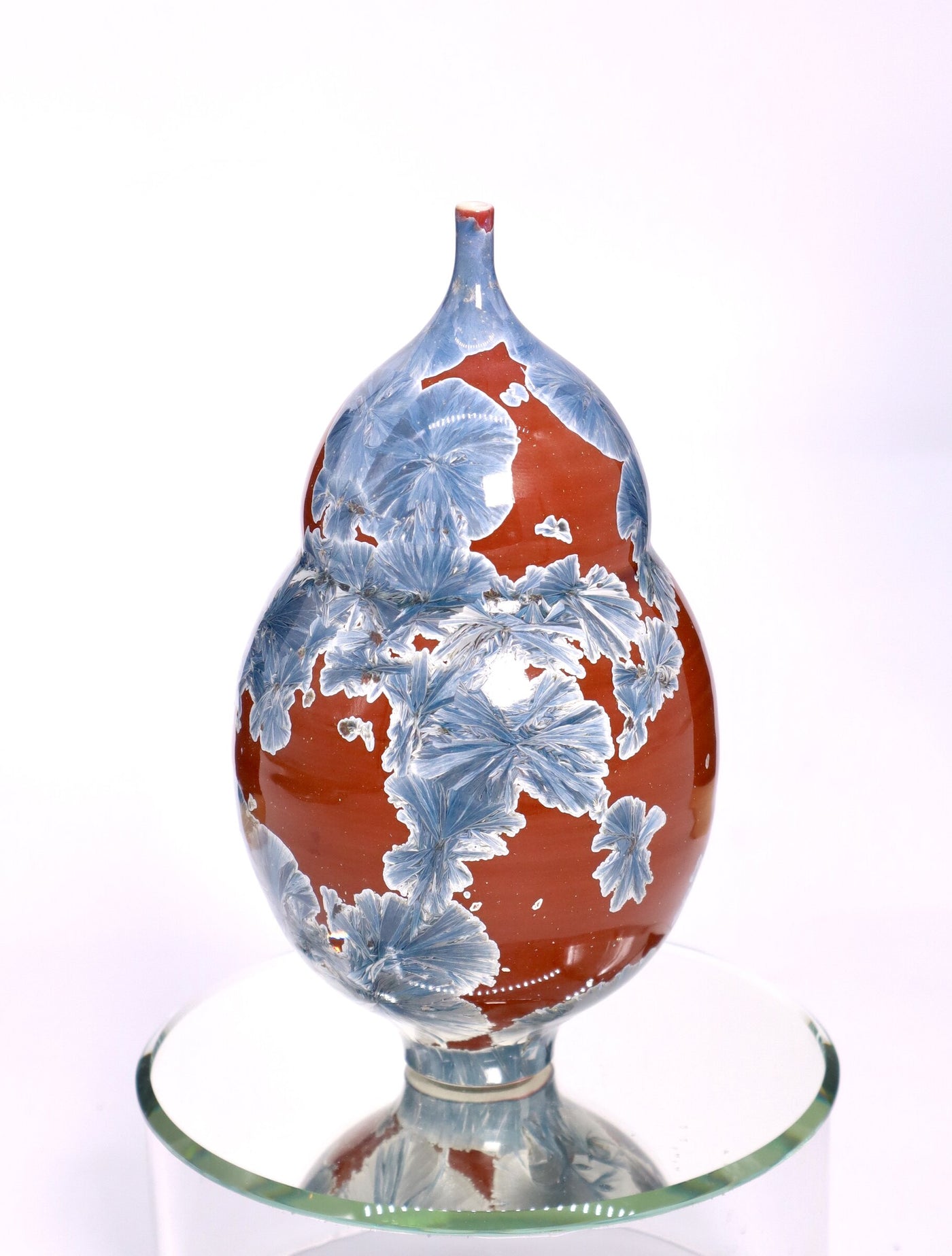 Miniature Crystalline Red & Blue Bottle