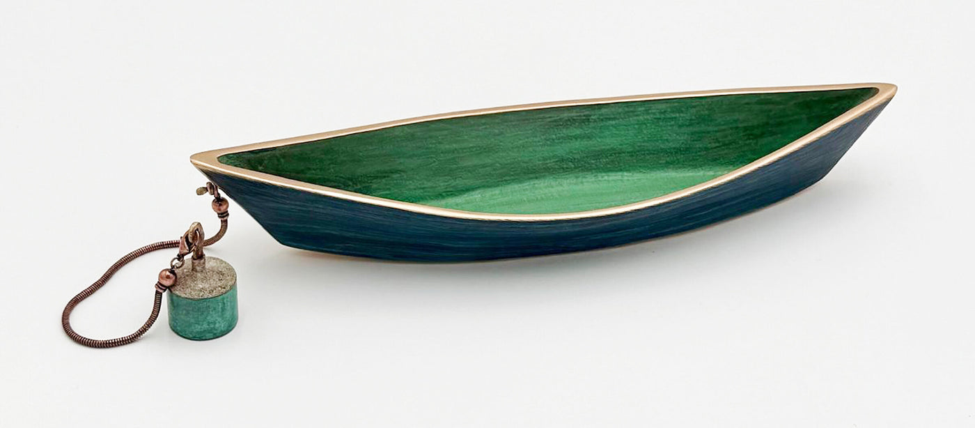 Swale Boat with Blue and Moss Patina