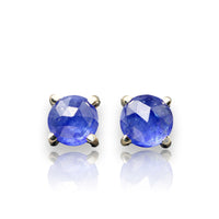 Rose Cut Blue Sapphire Stud Earrings