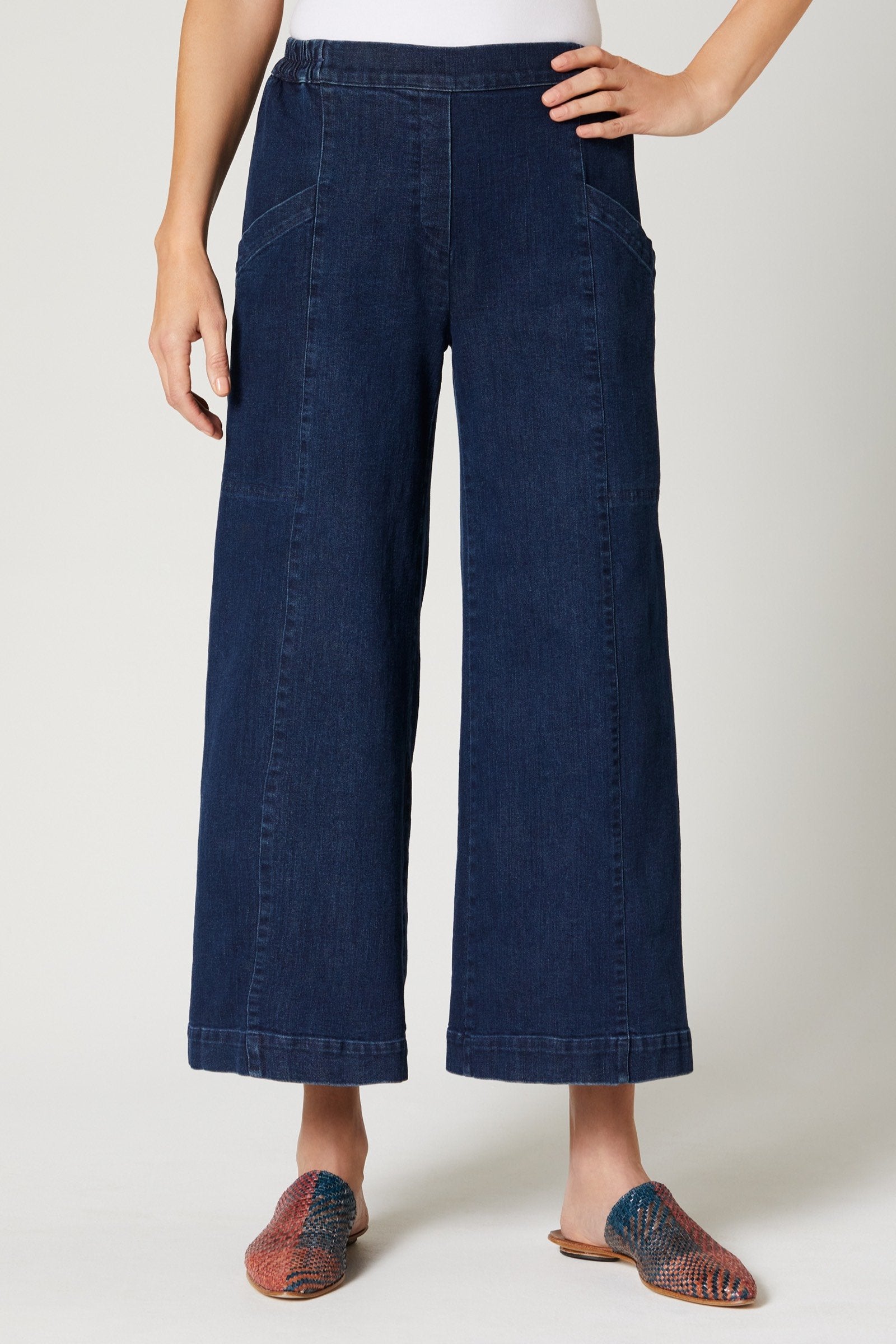sizeadjust motif lace loose denim PT ブルー パンツ size adjust motif lace loose denim PT Wide-leg jeans