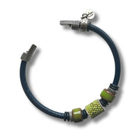 Navy & Picasso Green Single Bead Bracelet