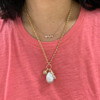 Petal Pearl Charm Pendant Necklace