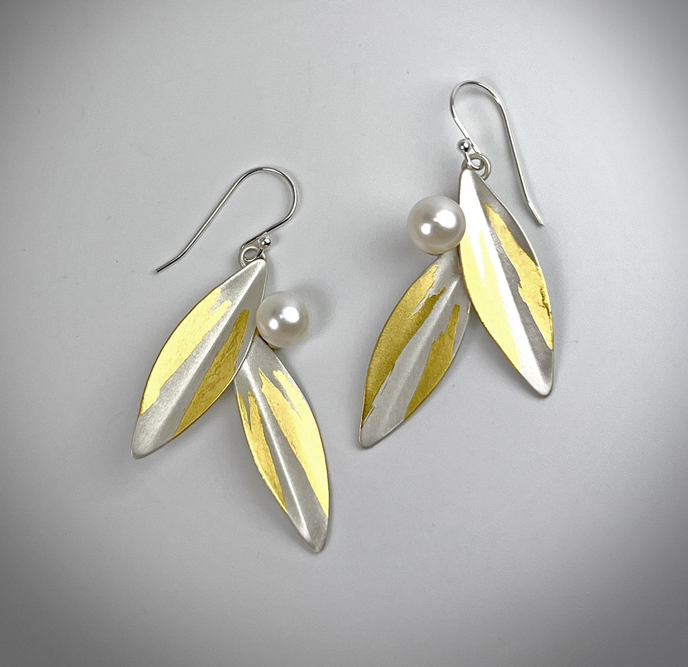 Folded Petal Pearl Earrings