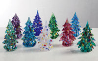left to right: light emerald, purple, aqua, cobalt blue, white, dark green, ruby, light blue, light green