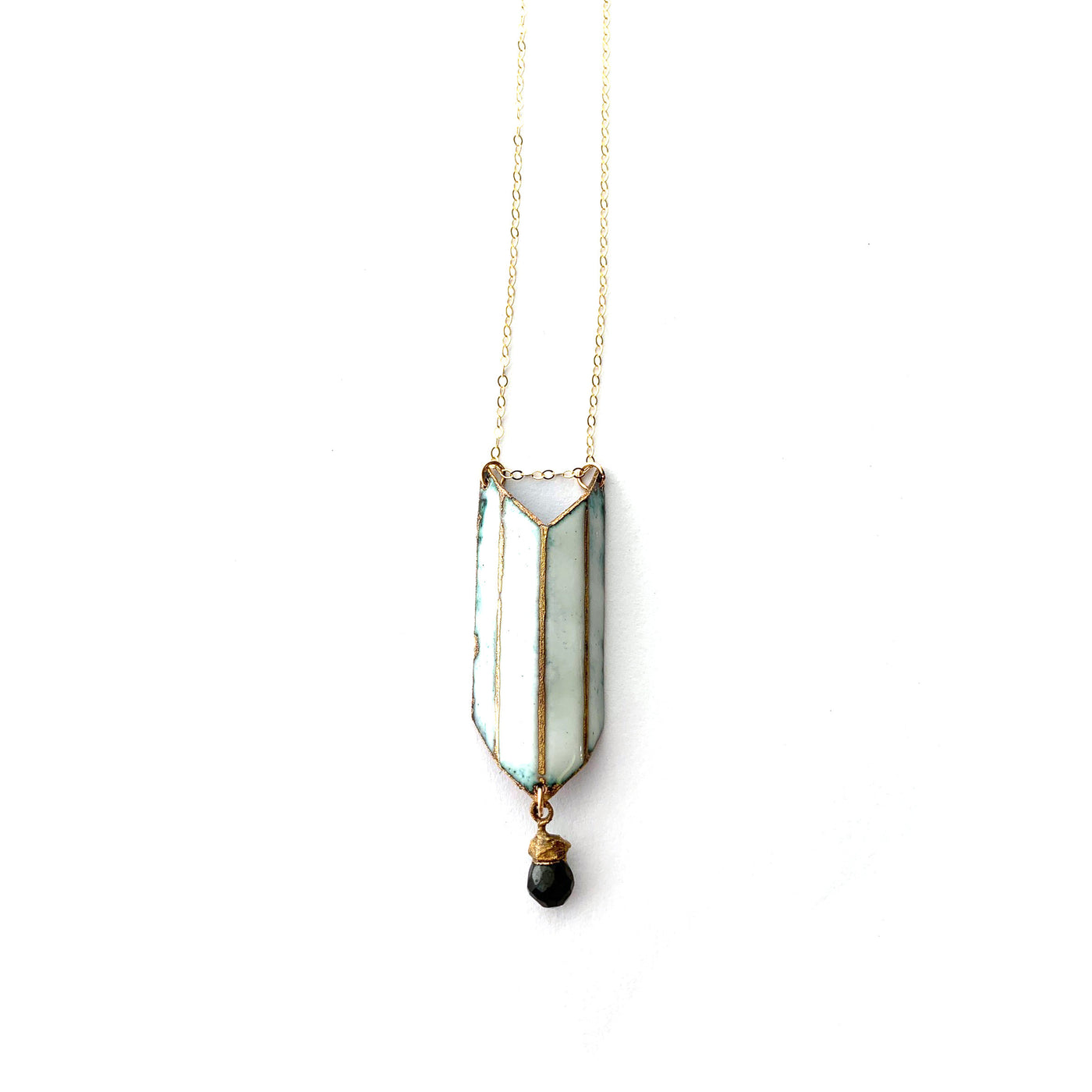 Reveal Shield Necklace with Black Spinel