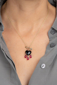 Bleeding Onyx Heart Necklace