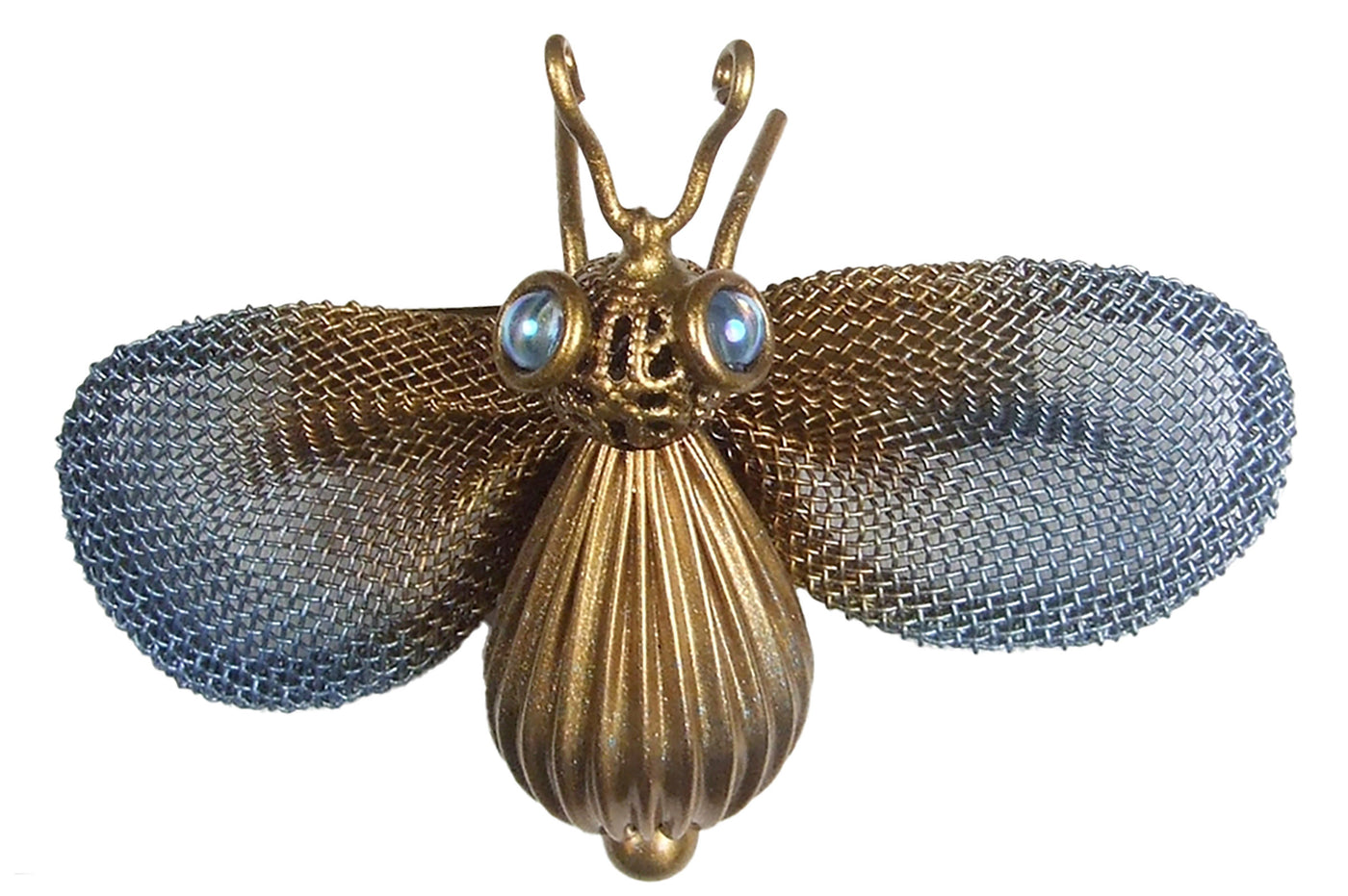 Antique Brass with Snorkel Blue and Light Iridescent Sapphire