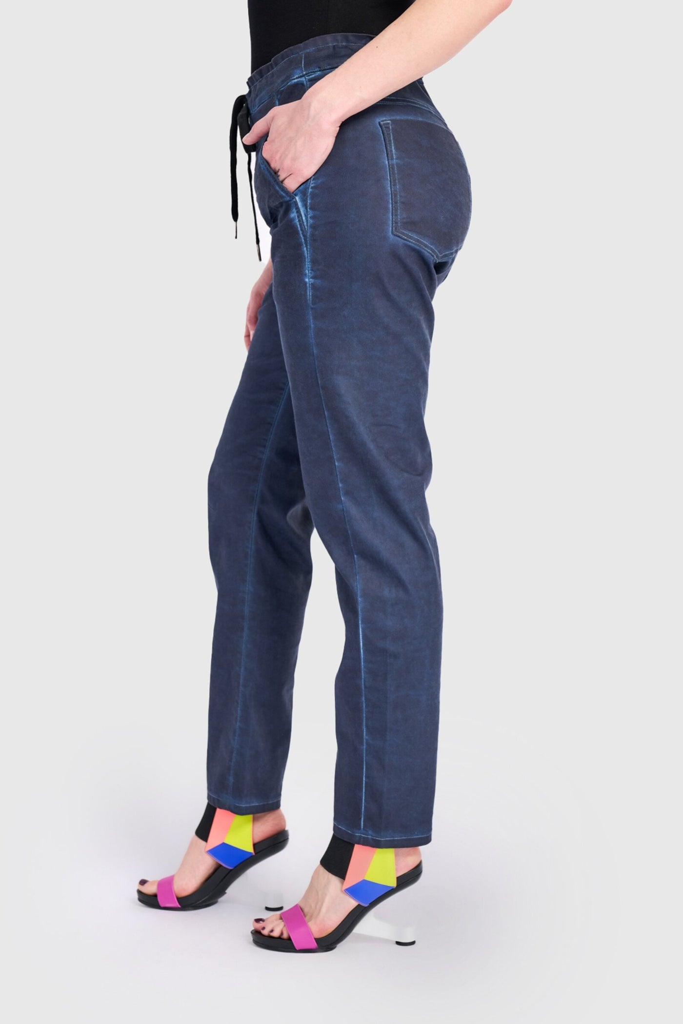 Washed Navy Ventura Drawstring Pant