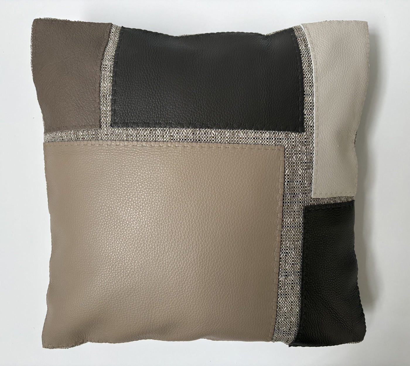 Leather Appliqued Color Blocked Pillow #1