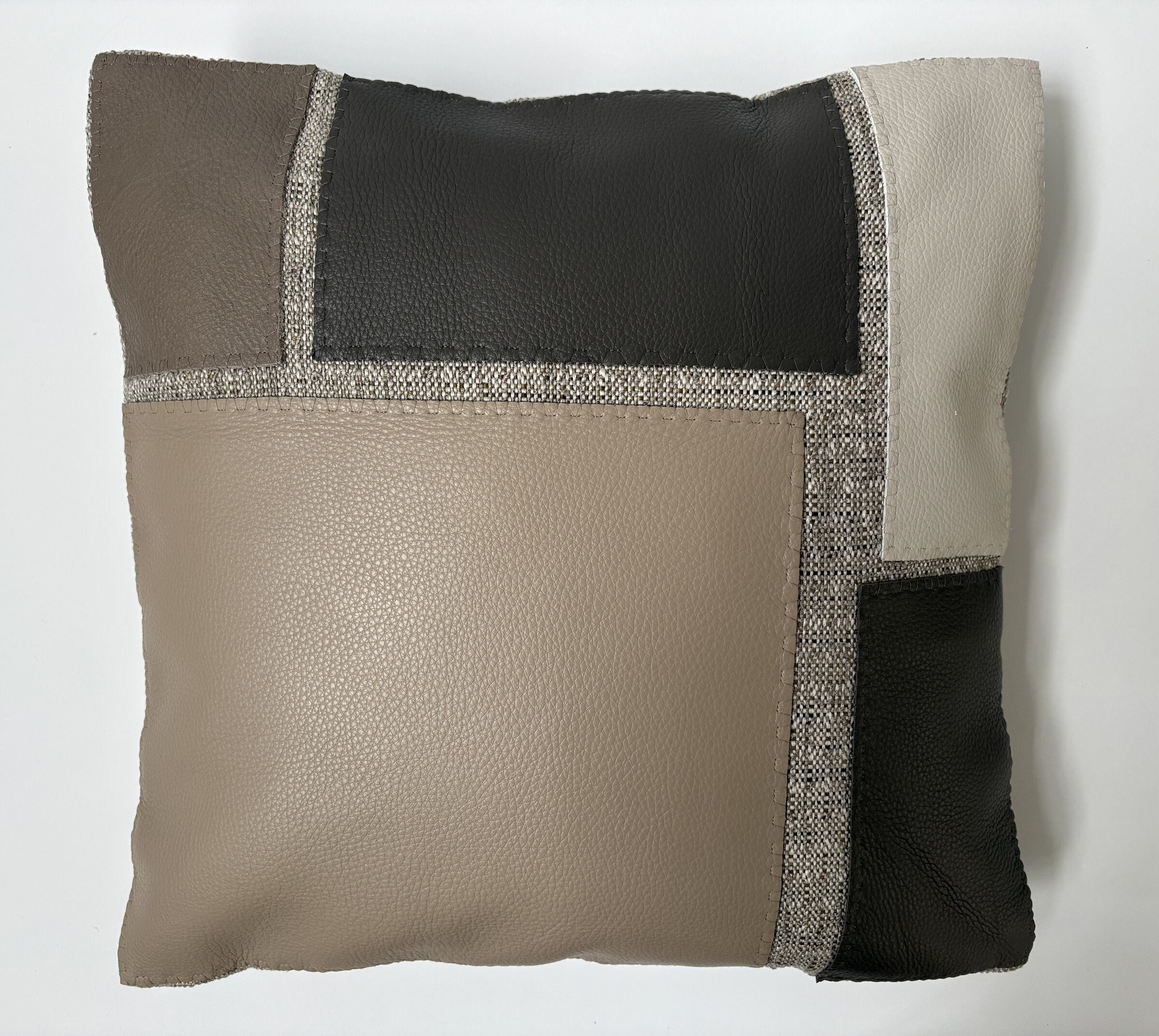 Leather Appliqued Color Blocked Pillow #1