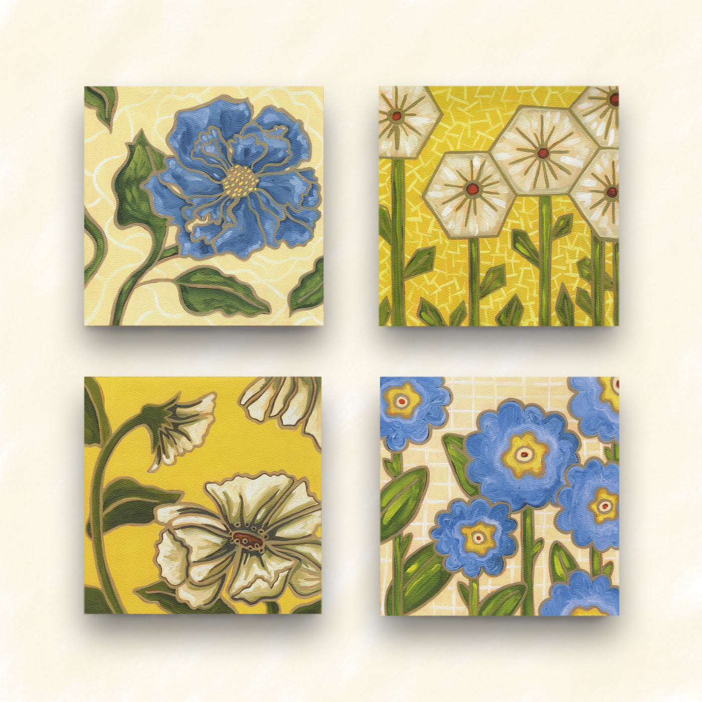 Clockwise from top left:  Annie, Sophie, Taylor and Cynthia Wooden Tiles