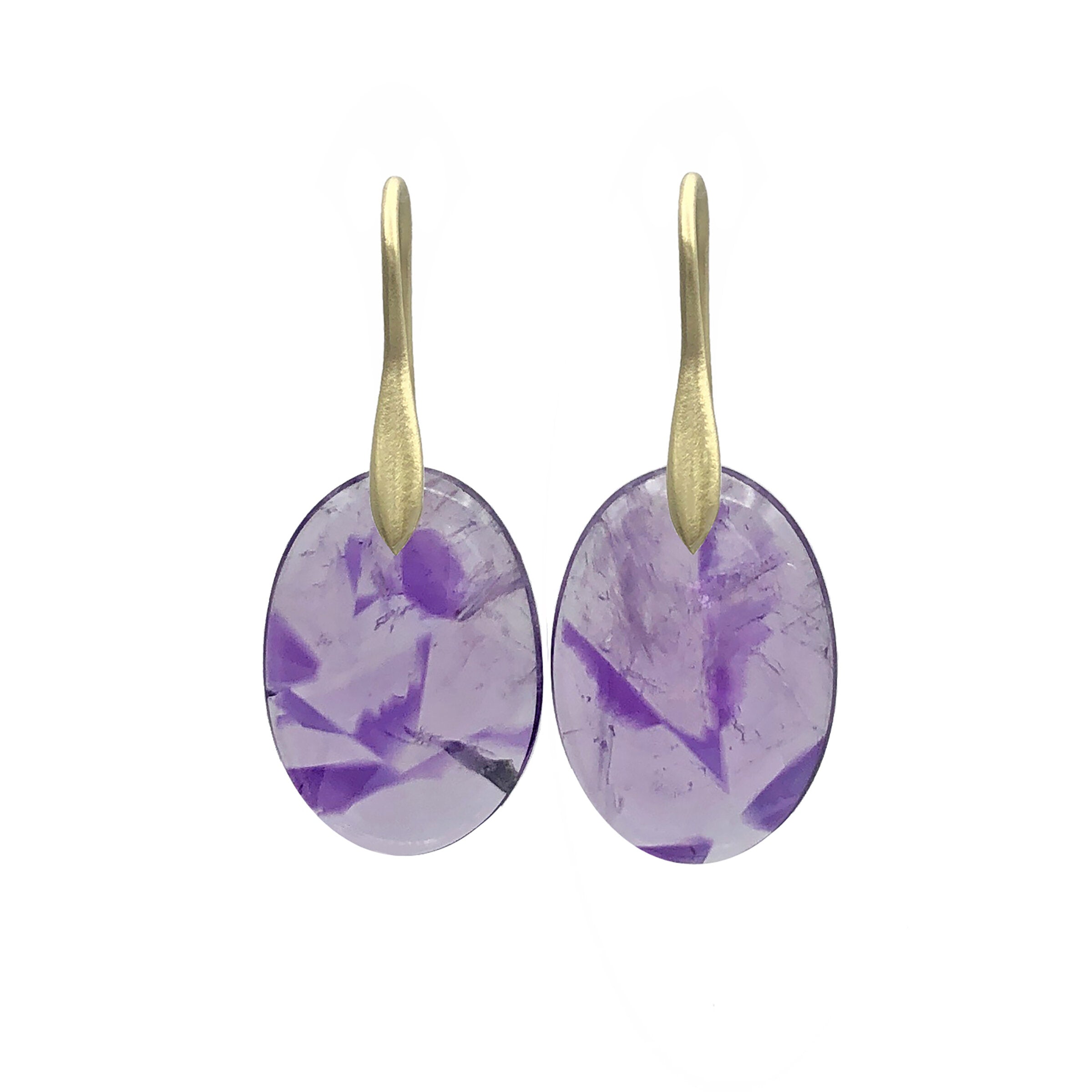 Oval Amethyst Formation Earrings