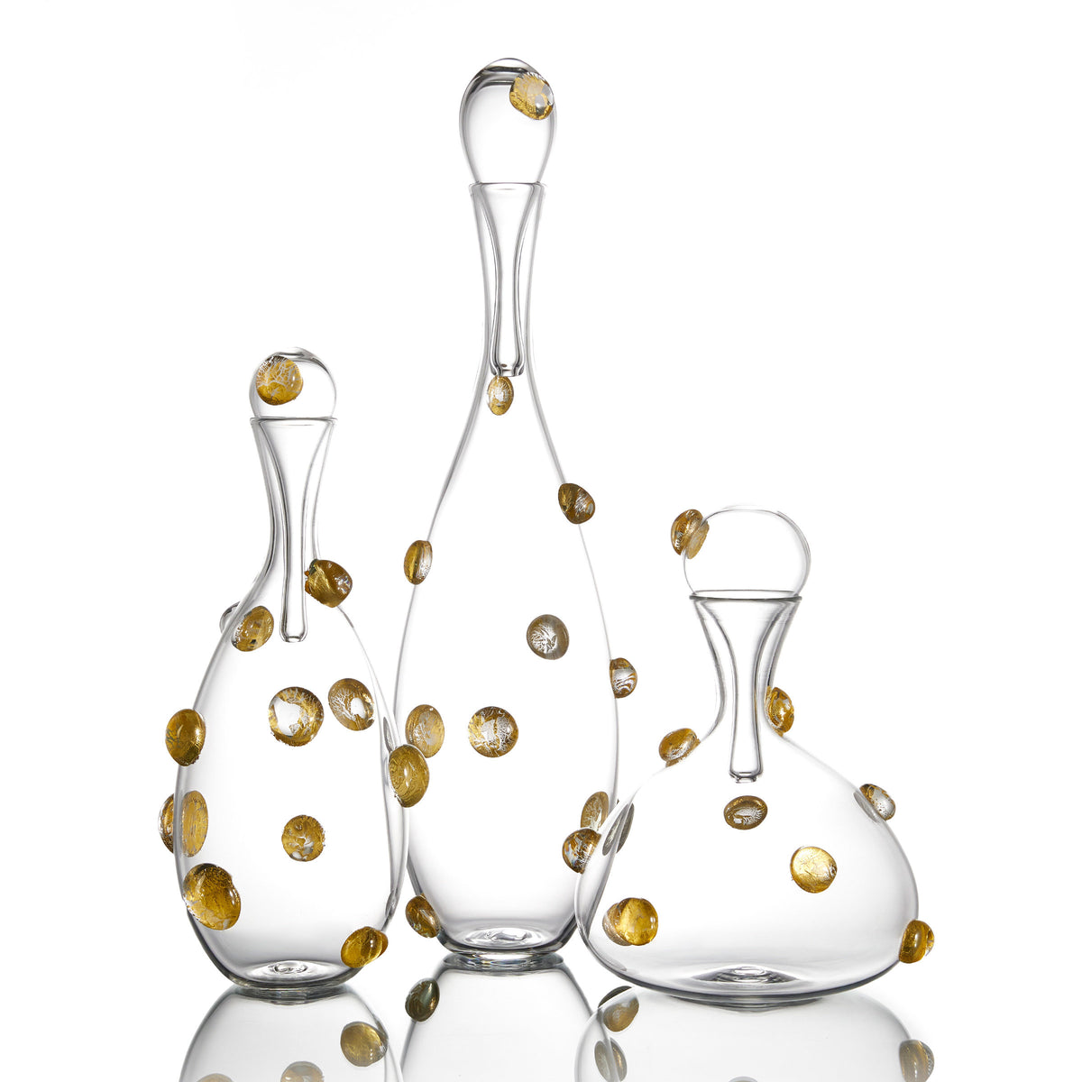 left to right: medium decanter, tall decanter, short decanter