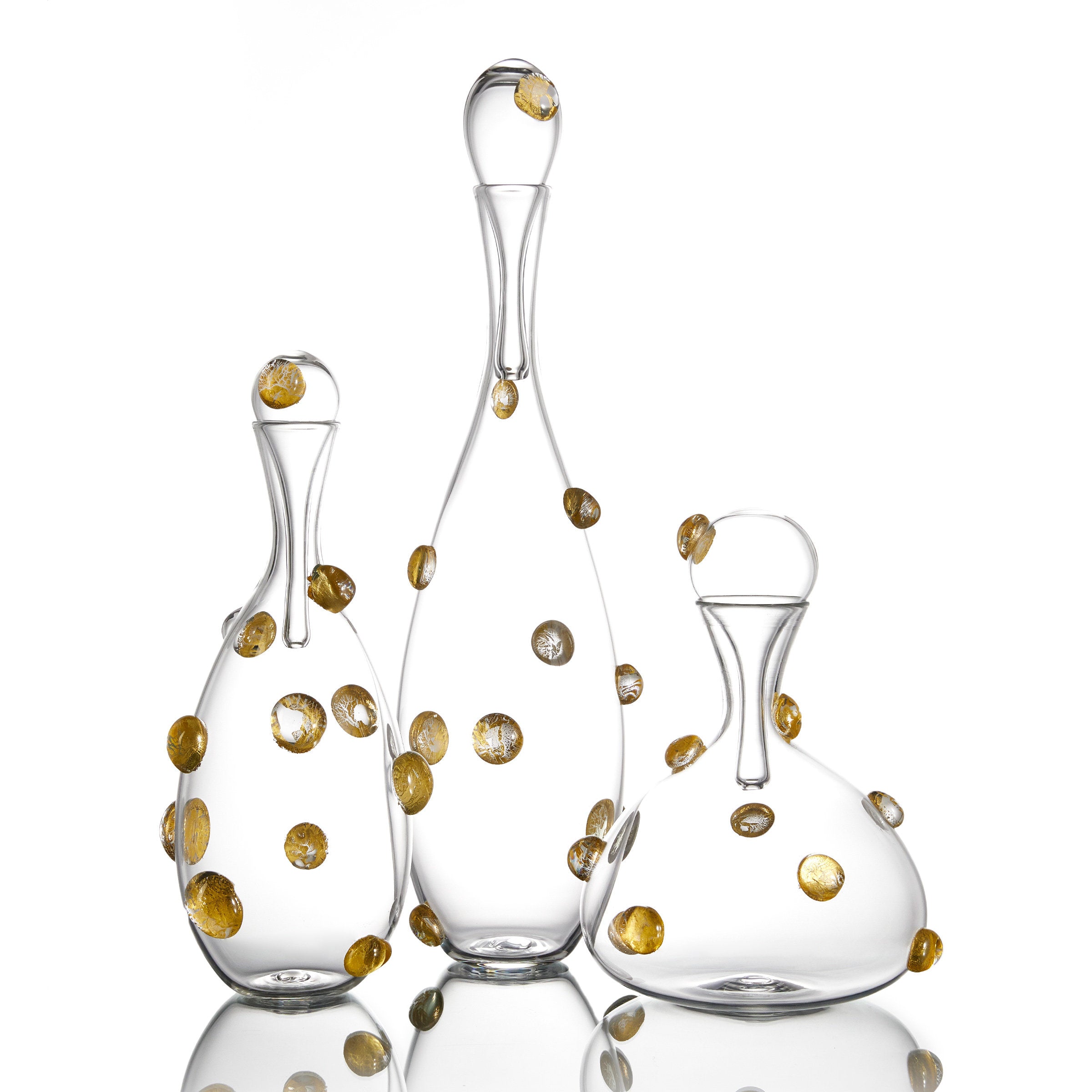 left to right: medium decanter, tall decanter, short decanter